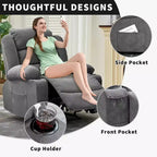 Poltrona Reclinabile Rocker Oversize, Poltrona Reclinabile Manuale Oversize Moderna con Braccioli, Schienale, 2 Portabicchieri, Tasca Laterale, Poltrona per Soggiorno