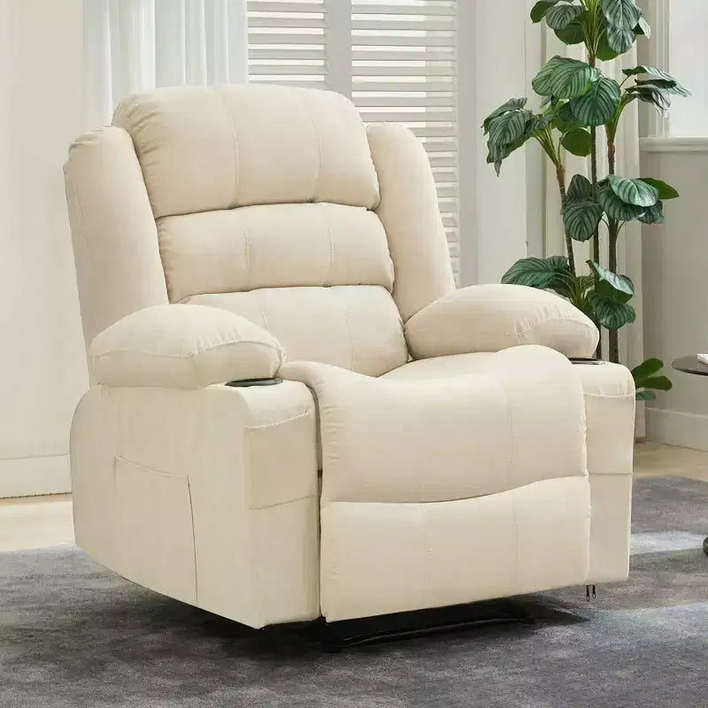Oversized Rocker Recliner Chair,Modern Manual Oversized Recliner Chairs w/Armrest, Backrest, 2 Cup Holders, Side Pocket,Lazy Chair for Living Room
