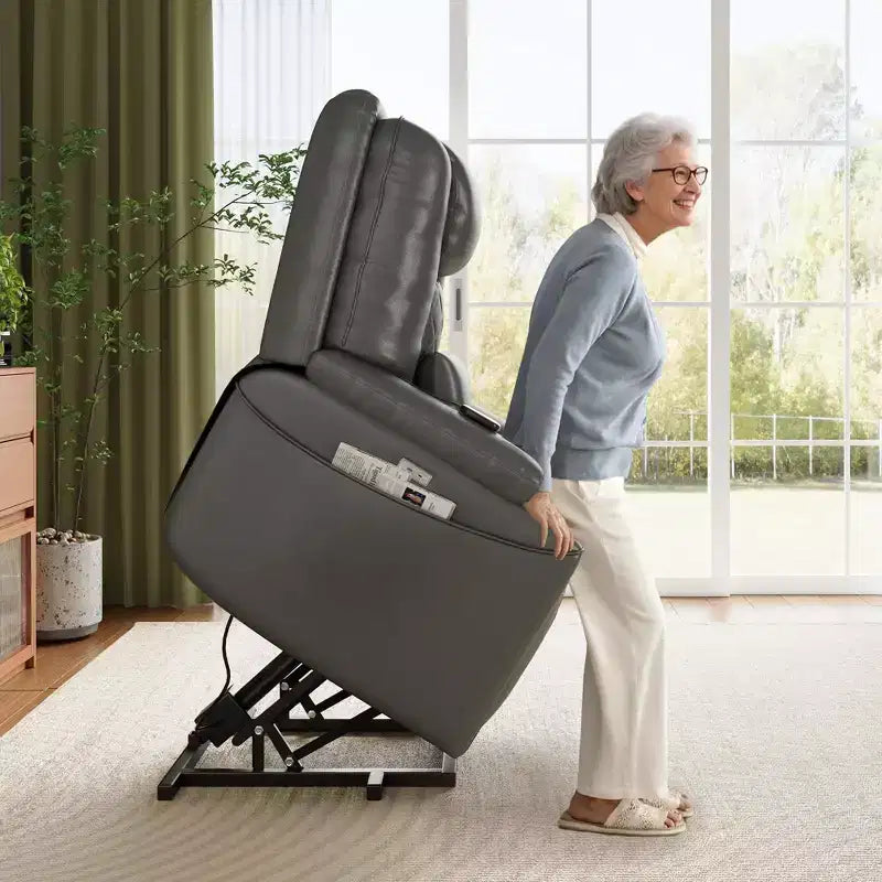 Poltrona Alzapersona, Poltrona Reclinabile - Poltrona Reclinabile Elettrica Alzapersona per Anziani con 3 Posizioni, Porte USB, Portabicchieri, Tasche Laterali
