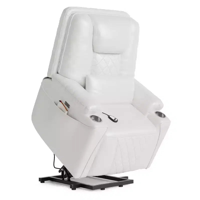 Poltrona Alzapersona, Poltrona Reclinabile - Poltrona Reclinabile Elettrica Alzapersona per Anziani con 3 Posizioni, Porte USB, Portabicchieri, Tasche Laterali
