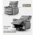Poltrona Reclinabile Oversize in Pelle Sintetica, Poltrona Reclinabile Manuale con Imbottitura Spessa e Seduta Larga, per Soggiorno o Camera da Letto, Larghezza Extra di 22 Pollici
