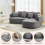 GustoWave 106 Divano Angolare Moderno Curvo Cloud con Chaise Longue, Divano Letto Modulare in Tessuto Ciniglia, Nessun Montaggio Richiesto