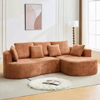 GustoWave 106 Divano Angolare Moderno Curvo Cloud con Chaise Longue, Divano Letto Modulare in Tessuto Ciniglia, Nessun Montaggio Richiesto