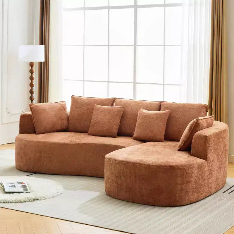 GustoWave 106 Divano Angolare Moderno Curvo Cloud con Chaise Longue, Divano Letto Modulare in Tessuto Ciniglia, Nessun Montaggio Richiesto