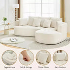 GustoWave 106 Divano Angolare Moderno Curvo Cloud con Chaise Longue, Divano Letto Modulare in Tessuto Ciniglia, Nessun Montaggio Richiesto