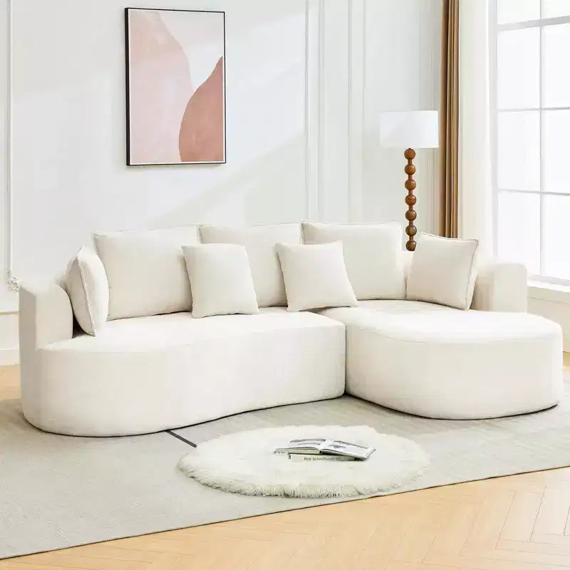 GustoWave 106 Divano Angolare Moderno Curvo Cloud con Chaise Longue, Divano Letto Modulare in Tessuto Ciniglia, Nessun Montaggio Richiesto