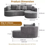 GustoWave 106 Divano Angolare Moderno Curvo Cloud con Chaise Longue, Divano Letto Modulare in Tessuto Ciniglia, Nessun Montaggio Richiesto