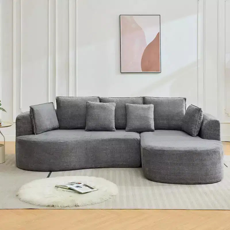 GustoWave 106 Divano Angolare Moderno Curvo Cloud con Chaise Longue, Divano Letto Modulare in Tessuto Ciniglia, Nessun Montaggio Richiesto