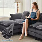GustoWave 146 Divano componibile a U a 4 posti in tessuto, divano componibile oversize Cloud con pouf e cuscini decorativi, seduta profonda