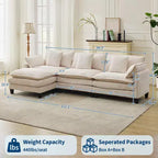 GustoWave 146 Divano componibile a U a 4 posti in tessuto, divano componibile oversize Cloud con pouf e cuscini decorativi, seduta profonda