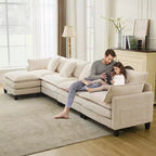 GustoWave 146 Divano componibile a U a 4 posti in tessuto, divano componibile oversize Cloud con pouf e cuscini decorativi, seduta profonda