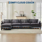 GustoWave 146 Divano componibile a U a 4 posti in tessuto, divano componibile oversize Cloud con pouf e cuscini decorativi, seduta profonda