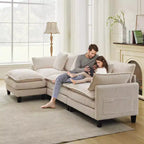 GustoWave 146 Divano componibile a U a 4 posti in tessuto, divano componibile oversize Cloud con pouf e cuscini decorativi, seduta profonda