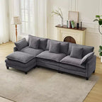 GustoWave 146 Divano componibile a U a 4 posti in tessuto, divano componibile oversize Cloud con pouf e cuscini decorativi, seduta profonda