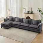GustoWave 146 Divano componibile a U a 4 posti in tessuto, divano componibile oversize Cloud con pouf e cuscini decorativi, seduta profonda