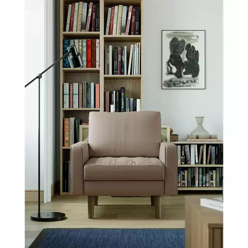 Tree City - Poltrona accentuata quadrata trapuntata in similpelle da 32'' - Sedia moderna per soggiorno, camera da letto, ufficio e piccoli spazi