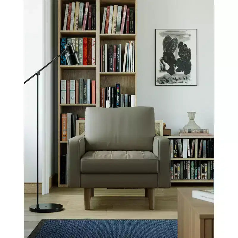 Tree City - Poltrona accentuata quadrata trapuntata in similpelle da 32'' - Sedia moderna per soggiorno, camera da letto, ufficio e piccoli spazi