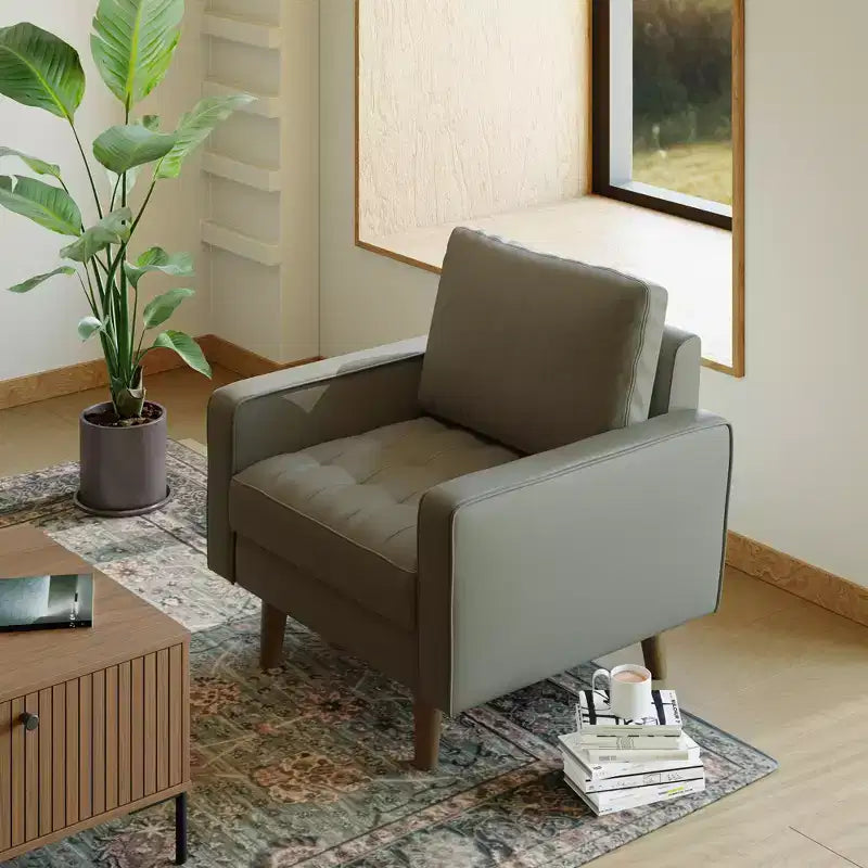 Tree City - Poltrona accentuata quadrata trapuntata in similpelle da 32'' - Sedia moderna per soggiorno, camera da letto, ufficio e piccoli spazi