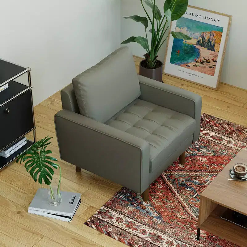 Tree City - Poltrona accentuata quadrata trapuntata in similpelle da 32'' - Sedia moderna per soggiorno, camera da letto, ufficio e piccoli spazi