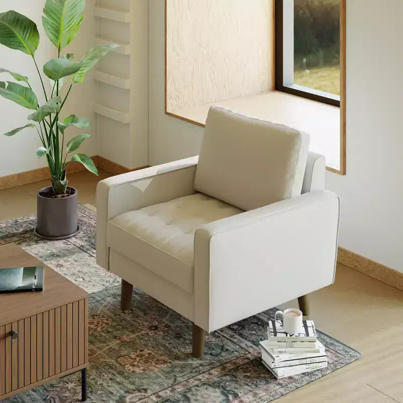 Tree City - Poltrona accentuata quadrata trapuntata in similpelle da 32'' - Sedia moderna per soggiorno, camera da letto, ufficio e piccoli spazi