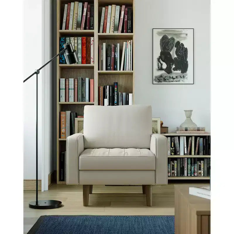 Tree City - Poltrona accentuata quadrata trapuntata in similpelle da 32'' - Sedia moderna per soggiorno, camera da letto, ufficio e piccoli spazi