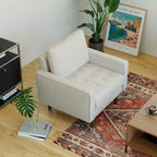 Tree City - Poltrona accentuata quadrata trapuntata in similpelle da 32'' - Sedia moderna per soggiorno, camera da letto, ufficio e piccoli spazi