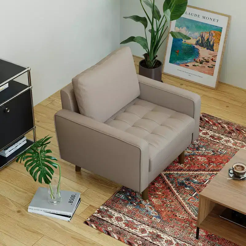 Tree City - Poltrona accentuata quadrata trapuntata in similpelle da 32'' - Sedia moderna per soggiorno, camera da letto, ufficio e piccoli spazi