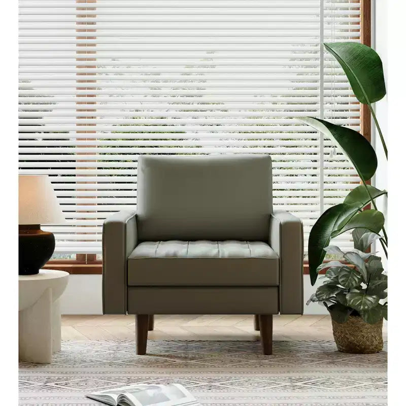 Tree City - Poltrona accentuata quadrata trapuntata in similpelle da 32'' - Sedia moderna per soggiorno, camera da letto, ufficio e piccoli spazi