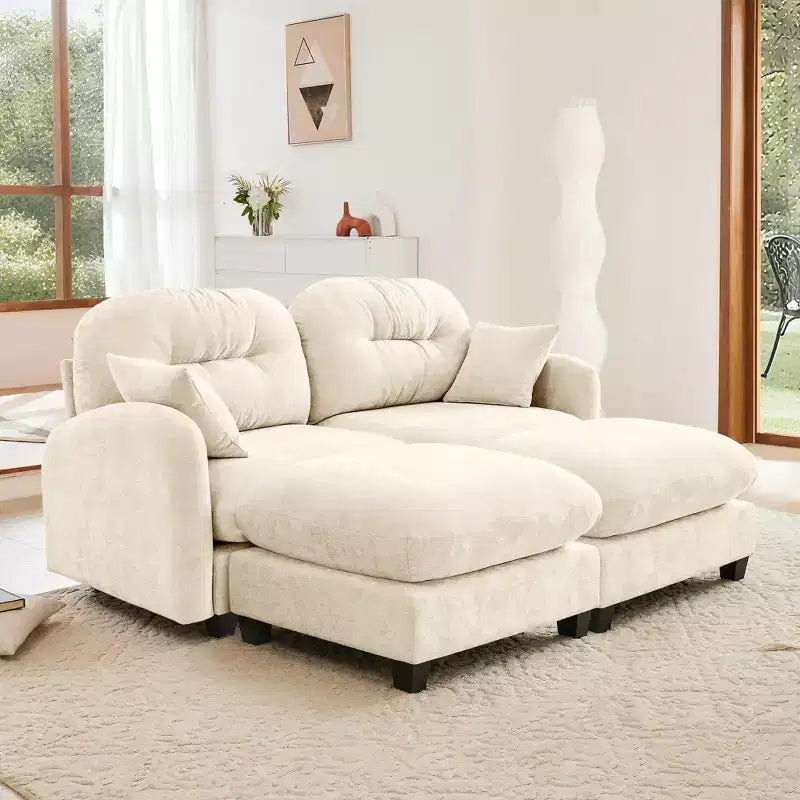 Divano Sezionale Cloud in ciniglia - Gommapiuma Trapuntata ad Alta Densità, Braccioli Ergonomici, Perfetto per la Camera da Letto o il Soggiorno di Piccole Dimensioni