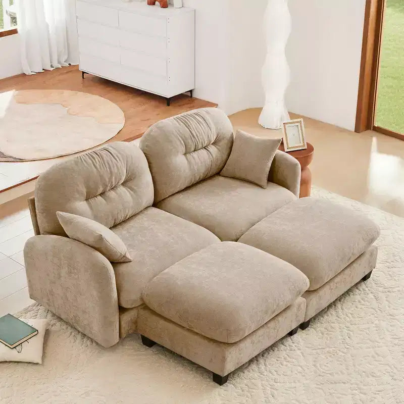 Divano Sezionale Cloud in ciniglia - Gommapiuma Trapuntata ad Alta Densità, Braccioli Ergonomici, Perfetto per la Camera da Letto o il Soggiorno di Piccole Dimensioni