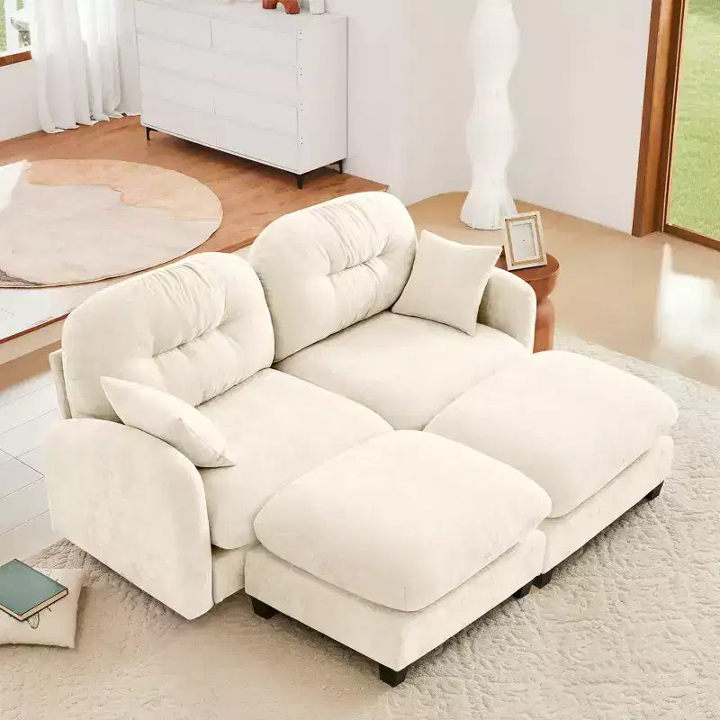 Divano Sezionale Cloud in ciniglia - Gommapiuma Trapuntata ad Alta Densità, Braccioli Ergonomici, Perfetto per la Camera da Letto o il Soggiorno di Piccole Dimensioni
