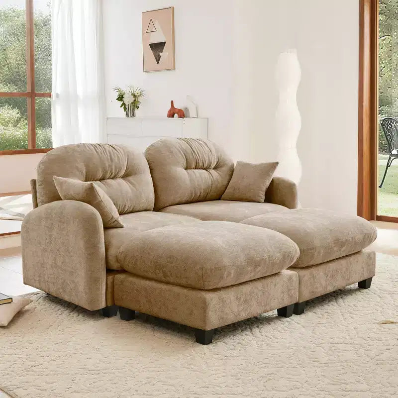 Divano Sezionale Cloud in ciniglia - Gommapiuma Trapuntata ad Alta Densità, Braccioli Ergonomici, Perfetto per la Camera da Letto o il Soggiorno di Piccole Dimensioni