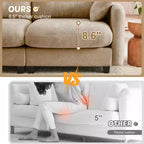 Divano Sezionale Cloud in ciniglia - Gommapiuma Trapuntata ad Alta Densità, Braccioli Ergonomici, Perfetto per la Camera da Letto o il Soggiorno di Piccole Dimensioni