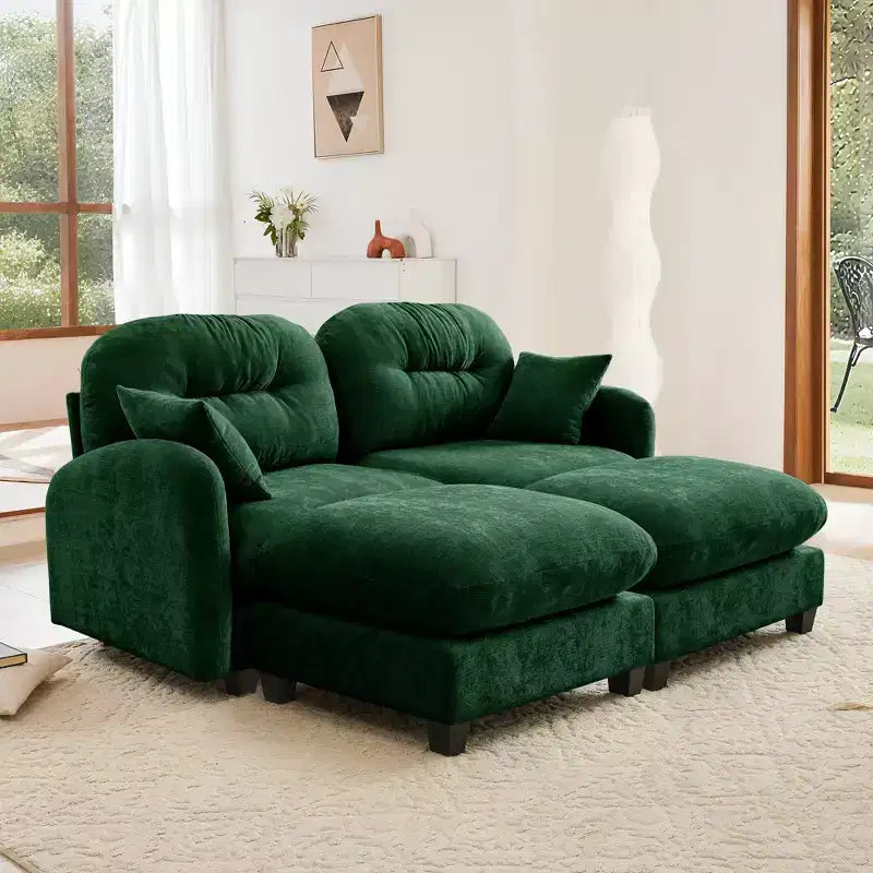 Divano Sezionale Cloud in ciniglia - Gommapiuma Trapuntata ad Alta Densità, Braccioli Ergonomici, Perfetto per la Camera da Letto o il Soggiorno di Piccole Dimensioni