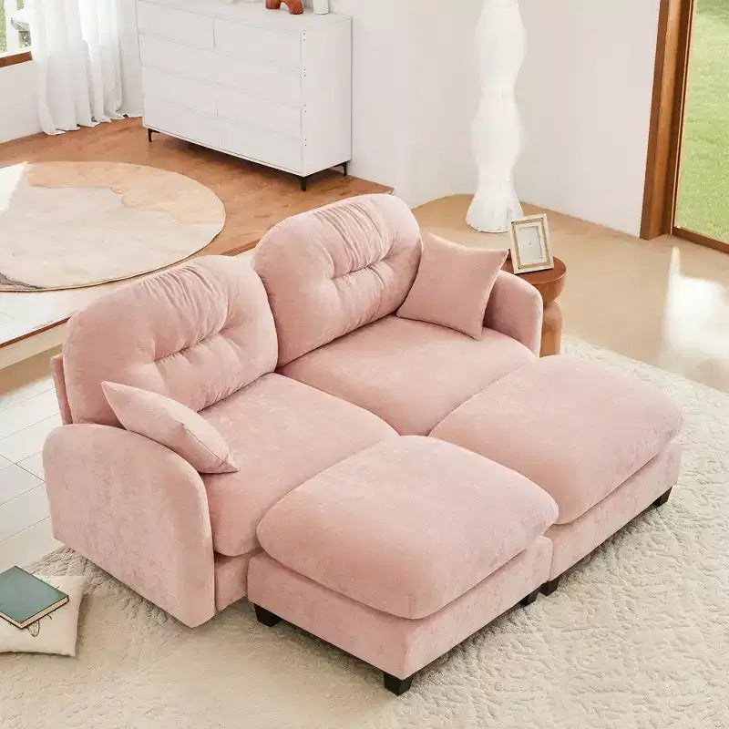 Divano Sezionale Cloud in ciniglia - Gommapiuma Trapuntata ad Alta Densità, Braccioli Ergonomici, Perfetto per la Camera da Letto o il Soggiorno di Piccole Dimensioni