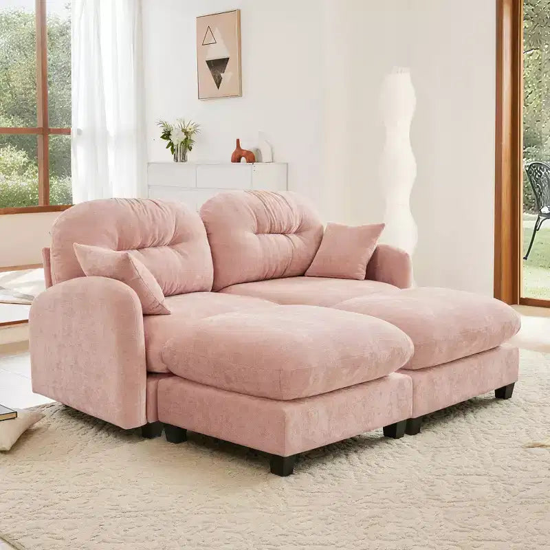 Divano Sezionale Cloud in ciniglia - Gommapiuma Trapuntata ad Alta Densità, Braccioli Ergonomici, Perfetto per la Camera da Letto o il Soggiorno di Piccole Dimensioni