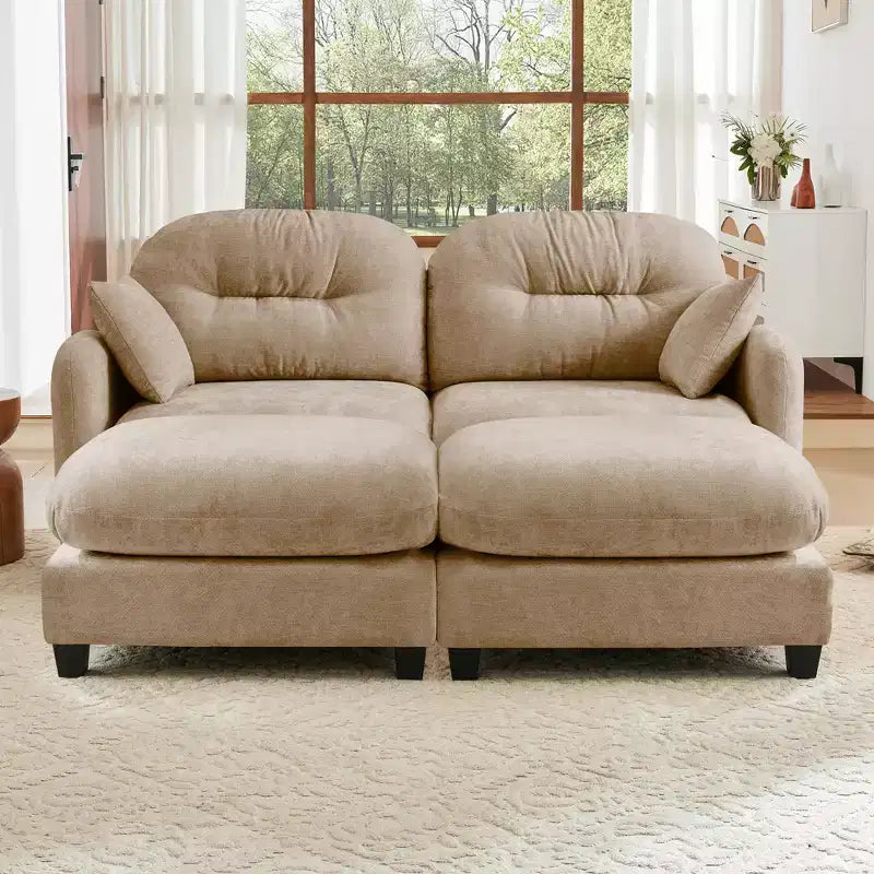Divano Sezionale Cloud in ciniglia - Gommapiuma Trapuntata ad Alta Densità, Braccioli Ergonomici, Perfetto per la Camera da Letto o il Soggiorno di Piccole Dimensioni