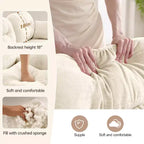 Divano componibile Cloud a 3 posti in ciniglia, in schiuma ad alta densità con bottoni, braccioli ergonomici, base in legno massello per camera da letto/salotto