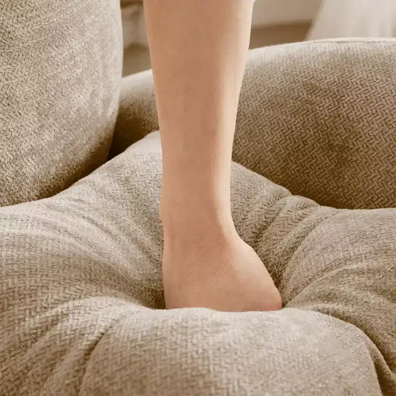 Divano componibile Cloud a 3 posti in ciniglia, in schiuma ad alta densità con bottoni, braccioli ergonomici, base in legno massello per camera da letto/salotto
