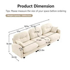 Divano componibile Cloud a 3 posti in ciniglia, in schiuma ad alta densità con bottoni, braccioli ergonomici, base in legno massello per camera da letto/salotto