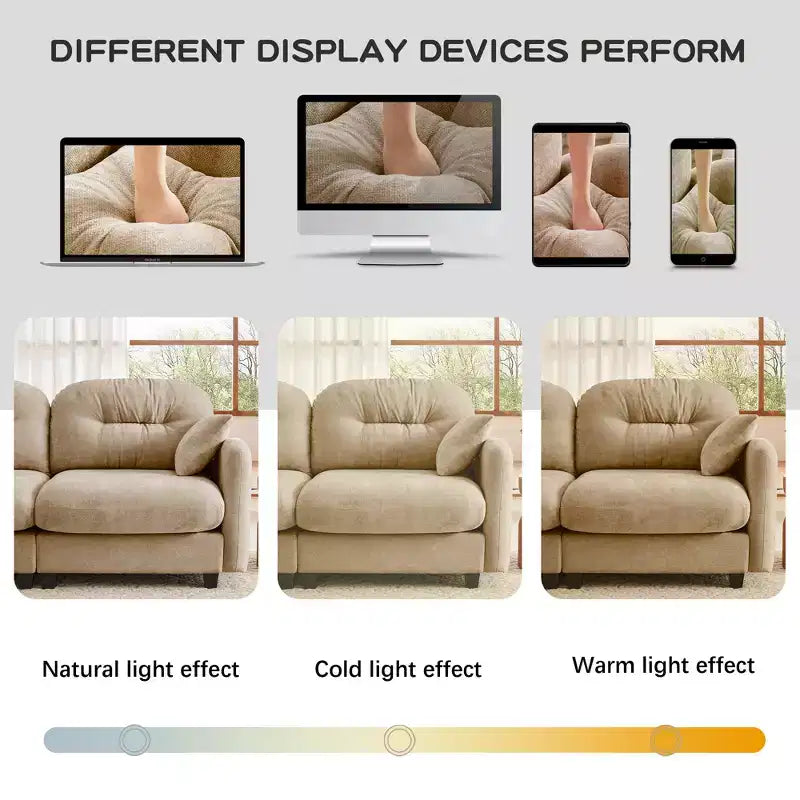 Divano componibile Cloud a 3 posti in ciniglia, in schiuma ad alta densità con bottoni, braccioli ergonomici, base in legno massello per camera da letto/salotto