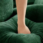Divano componibile Cloud a 3 posti in ciniglia, in schiuma ad alta densità con bottoni, braccioli ergonomici, base in legno massello per camera da letto/salotto