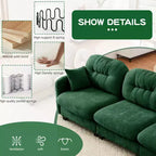 Divano componibile Cloud a 3 posti in ciniglia, in schiuma ad alta densità con bottoni, braccioli ergonomici, base in legno massello per camera da letto/salotto
