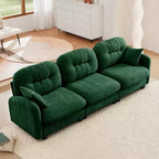Divano componibile Cloud a 3 posti in ciniglia, in schiuma ad alta densità con bottoni, braccioli ergonomici, base in legno massello per camera da letto/salotto