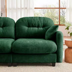 Divano componibile Cloud a 3 posti in ciniglia, in schiuma ad alta densità con bottoni, braccioli ergonomici, base in legno massello per camera da letto/salotto