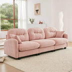 Divano componibile Cloud a 3 posti in ciniglia, in schiuma ad alta densità con bottoni, braccioli ergonomici, base in legno massello per camera da letto/salotto