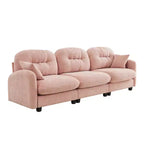 Divano componibile Cloud a 3 posti in ciniglia, in schiuma ad alta densità con bottoni, braccioli ergonomici, base in legno massello per camera da letto/salotto