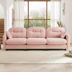 Divano componibile Cloud a 3 posti in ciniglia, in schiuma ad alta densità con bottoni, braccioli ergonomici, base in legno massello per camera da letto/salotto