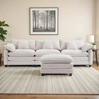 EHMKNP Corduroy 3-Seat Sectional Sofa - Modular with Ottoman