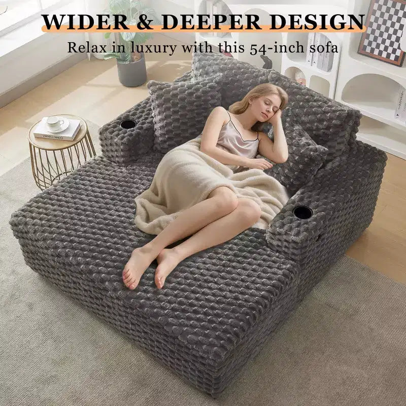 Sedia Chaise Lounge da Interno, Poltrona Imbottita Accogliente per la Lettura con Cuscini, Comoda e Grande Poltrona Letto Moderna Divano Letto per Soggiorno Camera da Letto